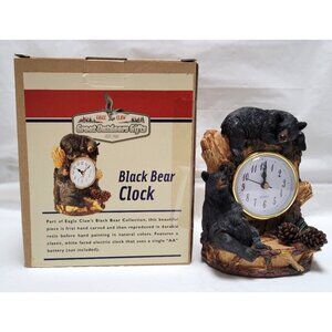 Eagle Claw Great Outdoors Gifts Resin Hand Painted Black Bear Quartz Clock